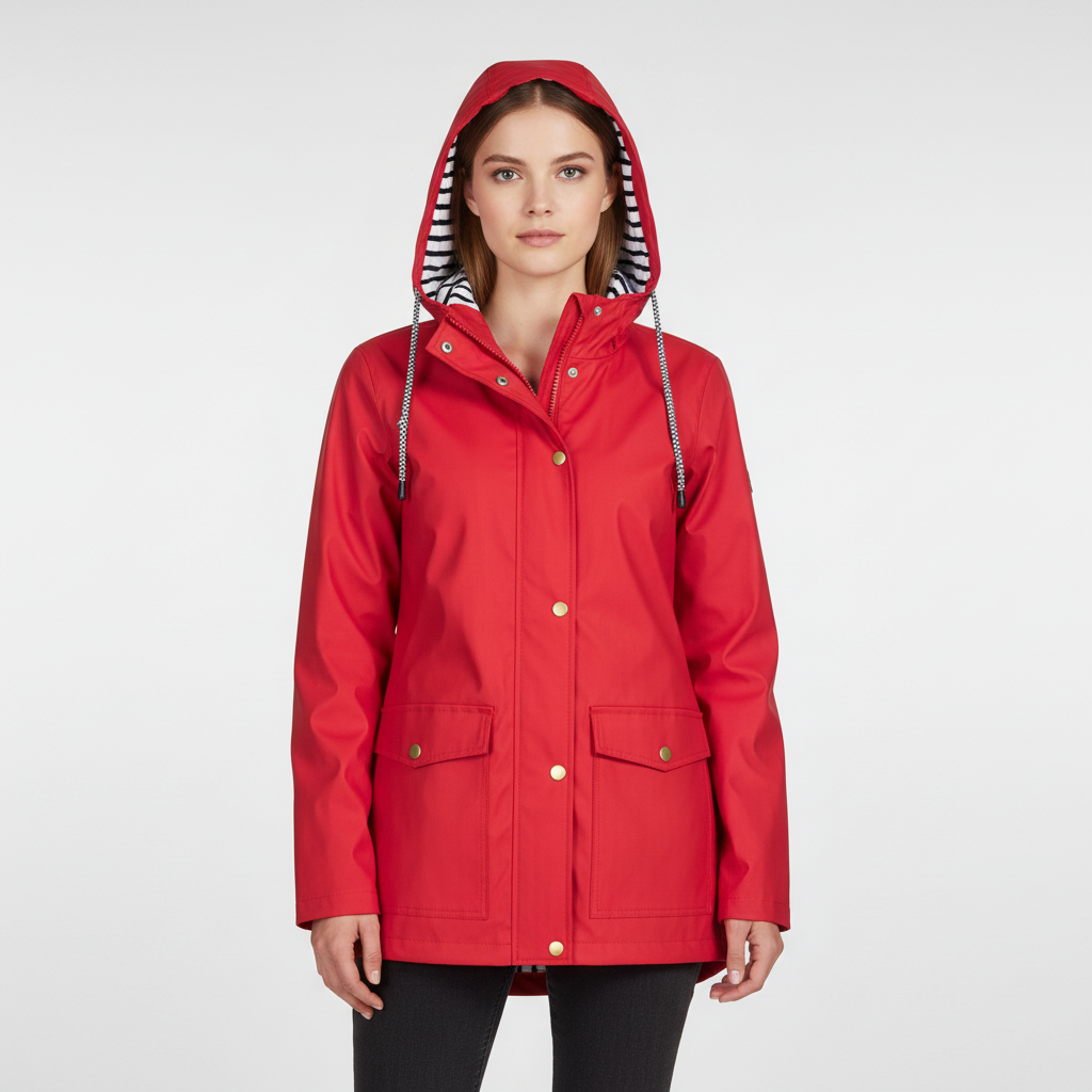 Veste Légère à Capuche Femme avec Doublure Rayée