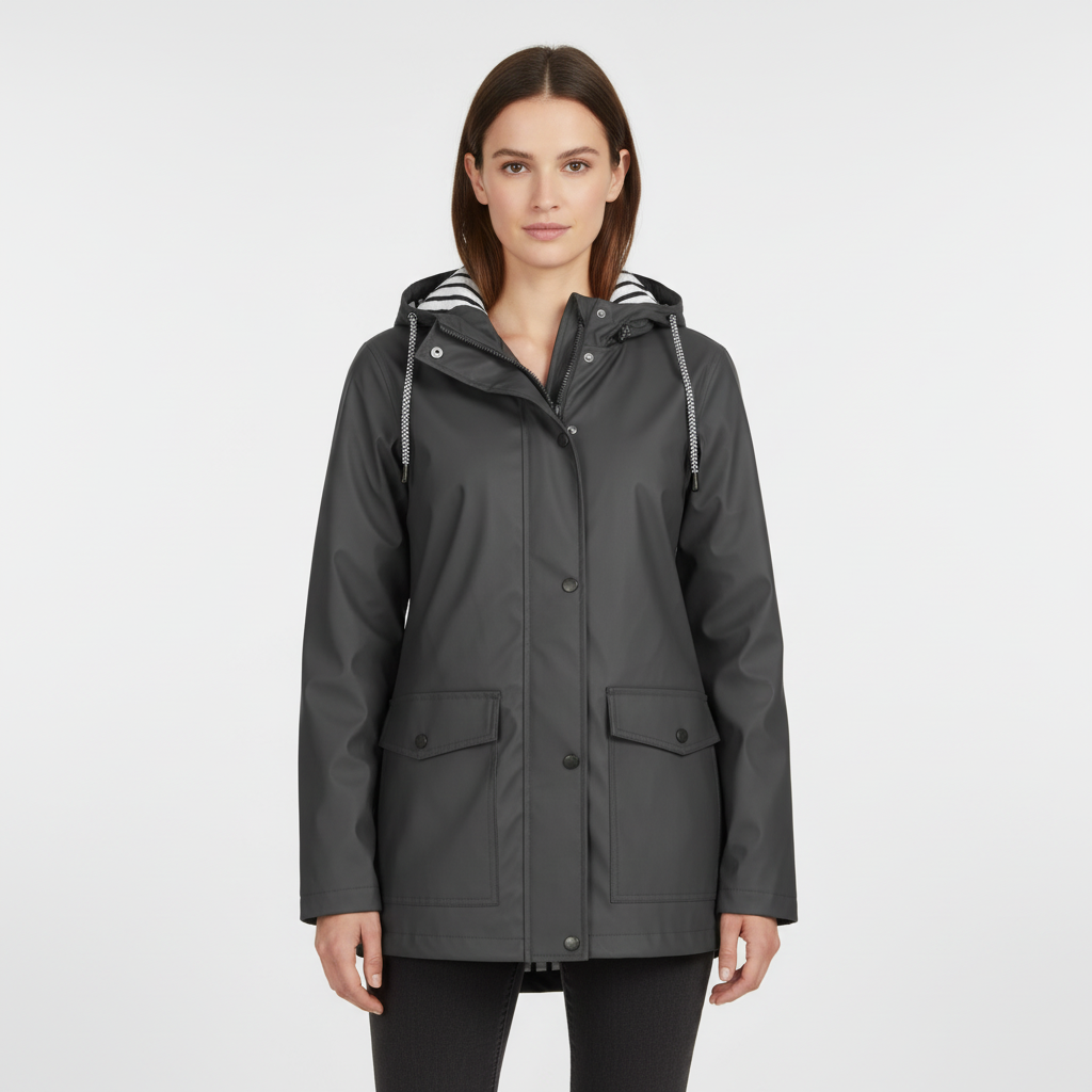 Veste Légère à Capuche Femme avec Doublure Rayée