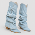 Bottes Hautes en Denim Pippa a Details Audacieux