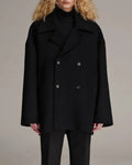 Manteau Long Femme Style Noir Polyester Autumn Collection