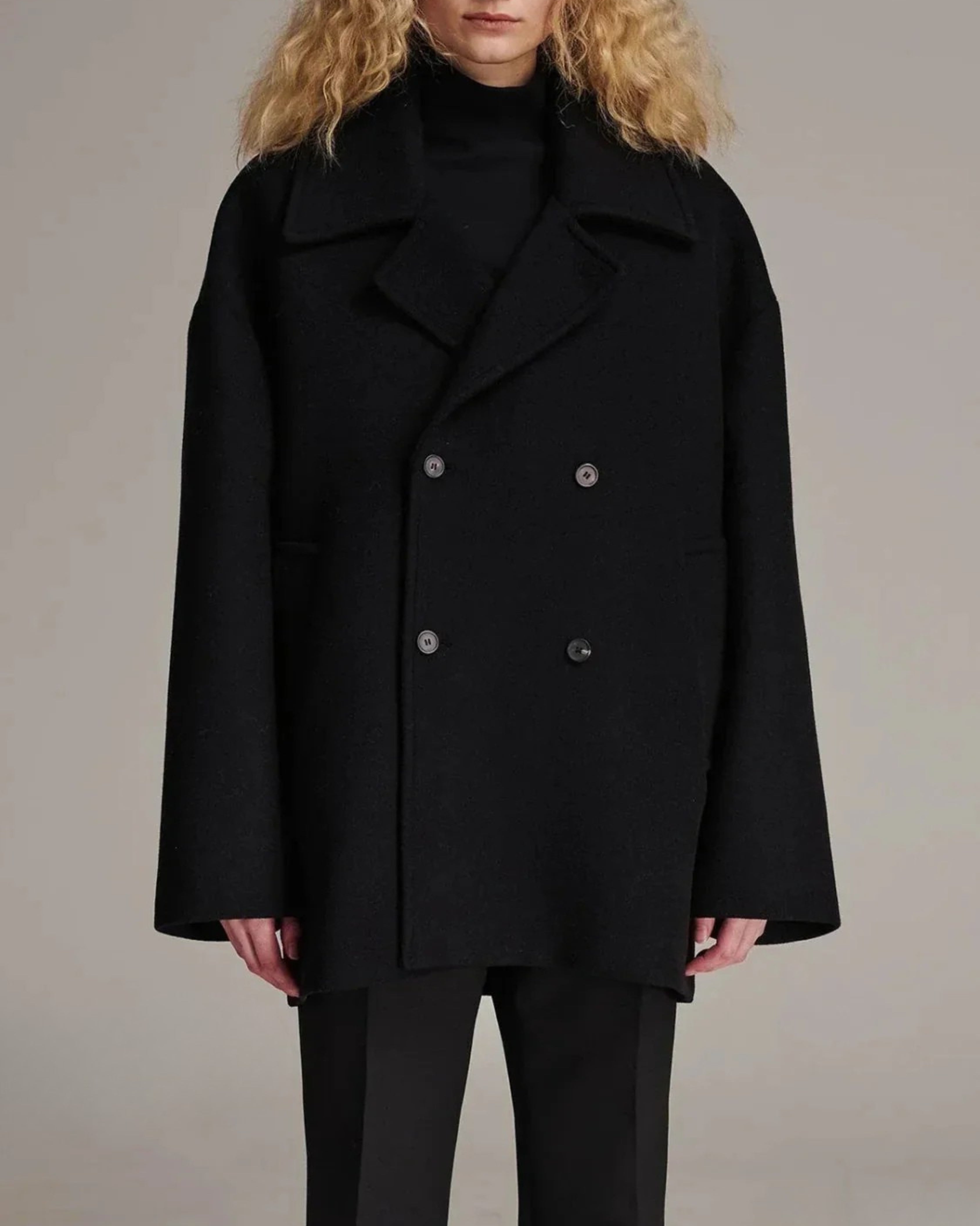 Manteau Long Femme Style Noir Polyester Autumn Collection
