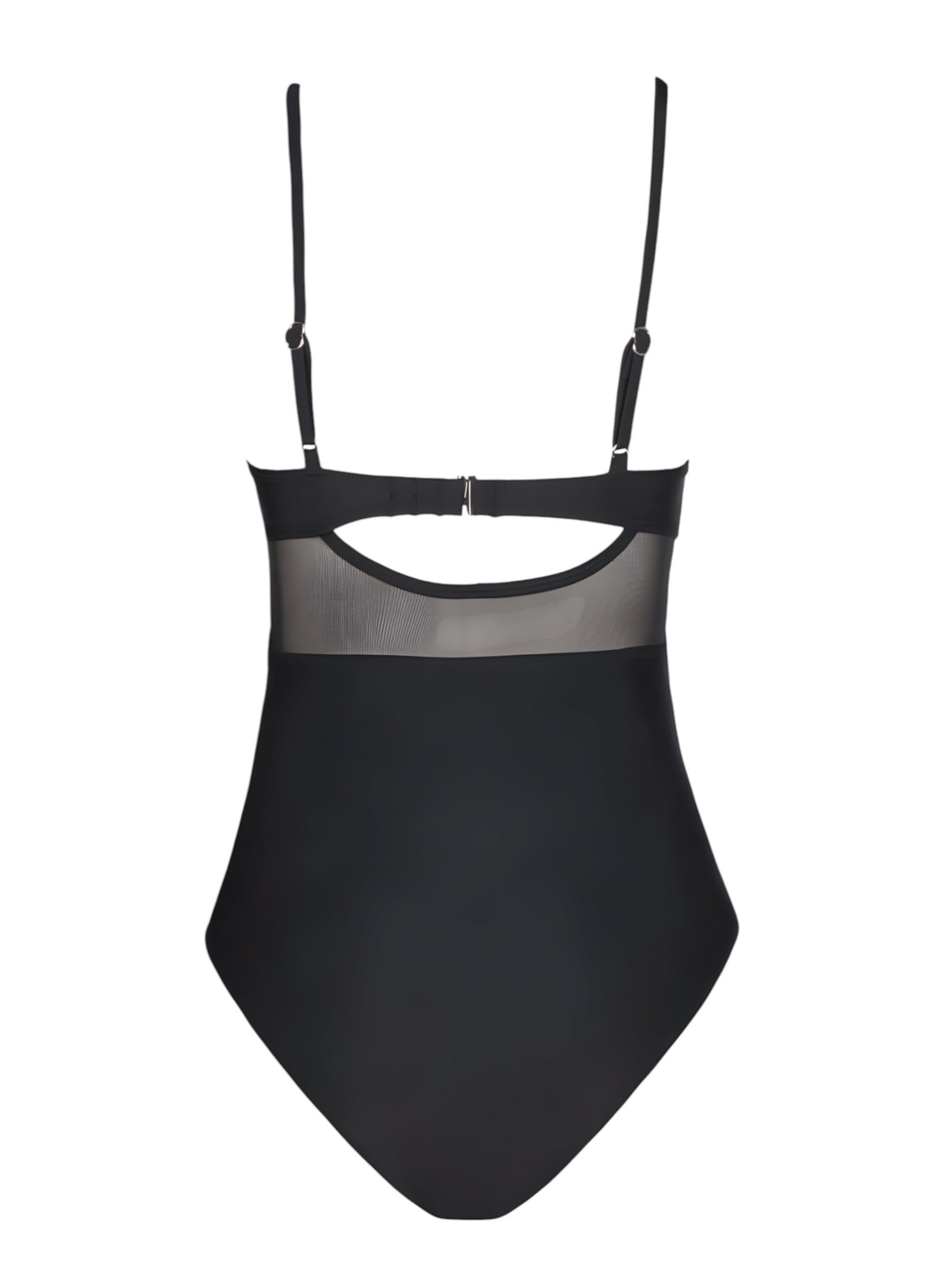 Maillot de Bain 1 Pièce Femme Noir Sculptant Tulle Élégant -
