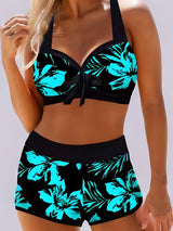Costum de baie pentru femei, talie înaltă, floral