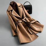 Manteau Hiver Femme Long en Laine Autumn Collection - Beige Champagne / XS