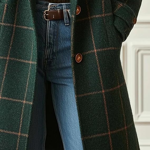 Manteau Femme Chic à Carreaux Ajusté 1