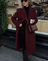 Manteau Femme Long Bordeaux Polyester Autumn Collection