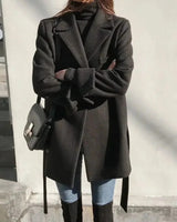 Manteau Femme en Laine Mélangée Noir Blazer Noir Femmes