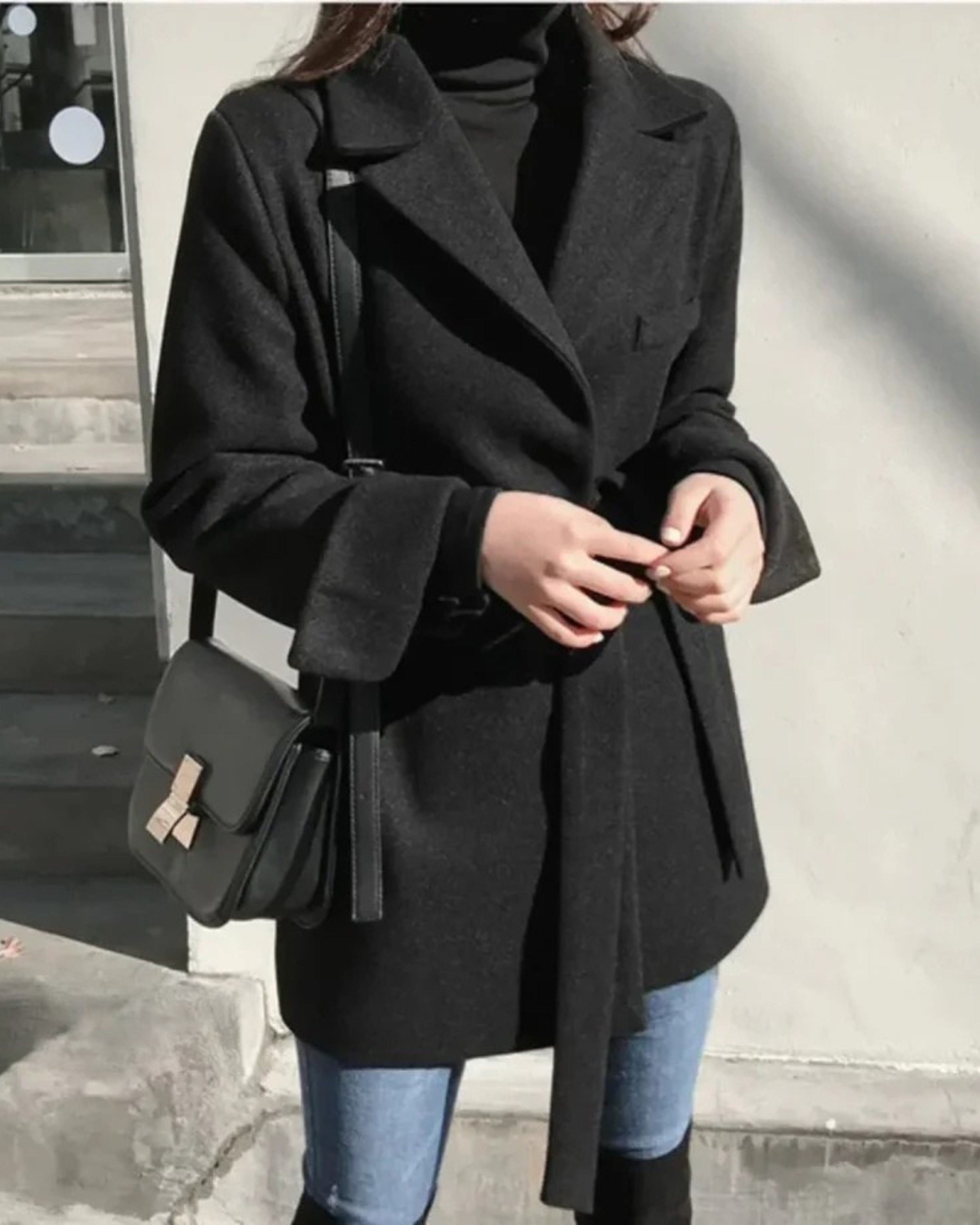 Damenmantel aus Wollmischung Schwarz Blazer Schwarz Damen