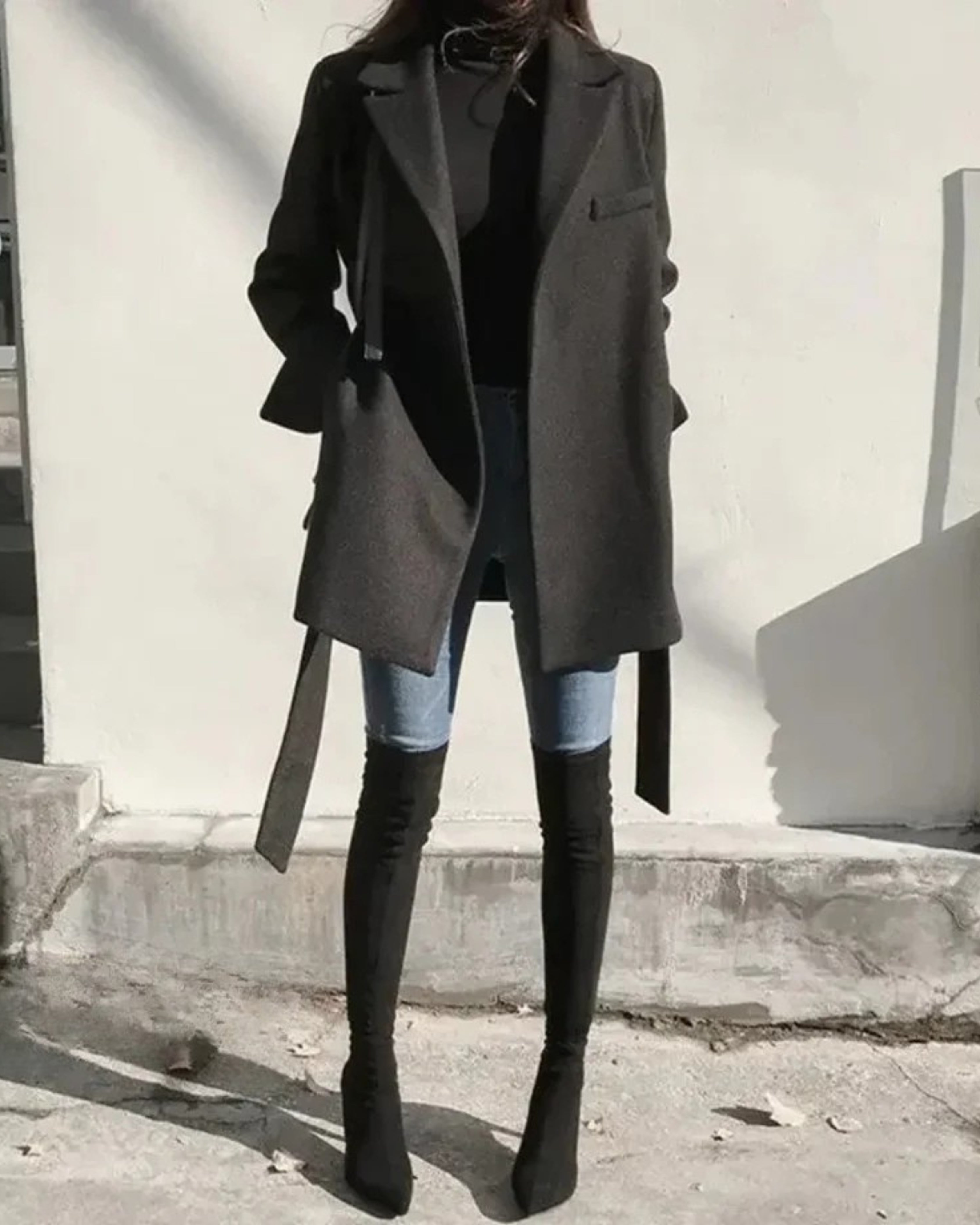 Damenmantel aus Wollmischung Schwarz Blazer Schwarz Damen