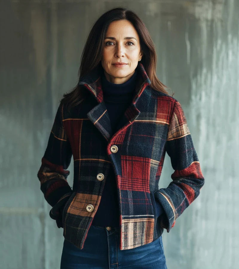Manteau Hiver Femme À Carreaux Élégant 2