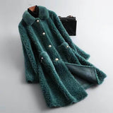 Manteau Hiver Femme en Peau de Mouton Autumn Collection - Vert menthe / XS