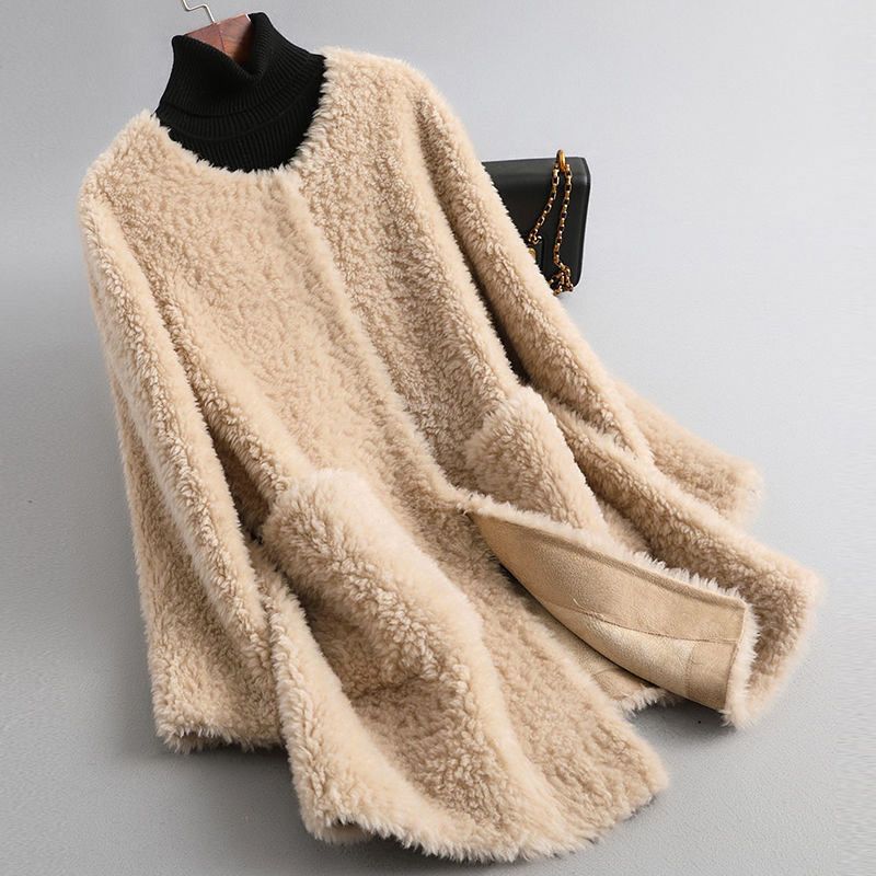 Manteau Hiver Femme Élégant en Peau de Mouton 0