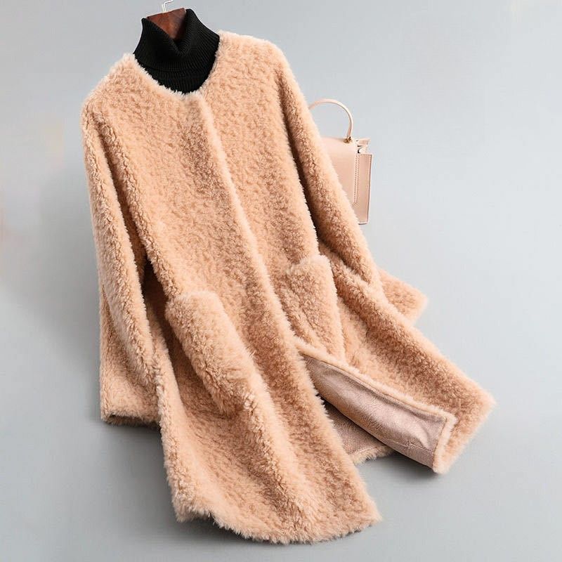 Manteau Hiver Femme Élégant en Peau de Mouton 1