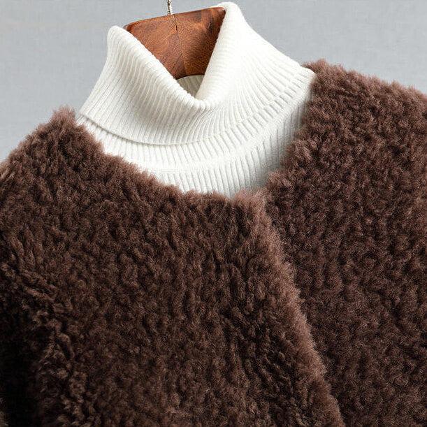 Manteau Hiver Femme Élégant en Peau de Mouton 6