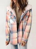 Manteau Hiver Femme Imprimé à Capuch Capuche Carreaux