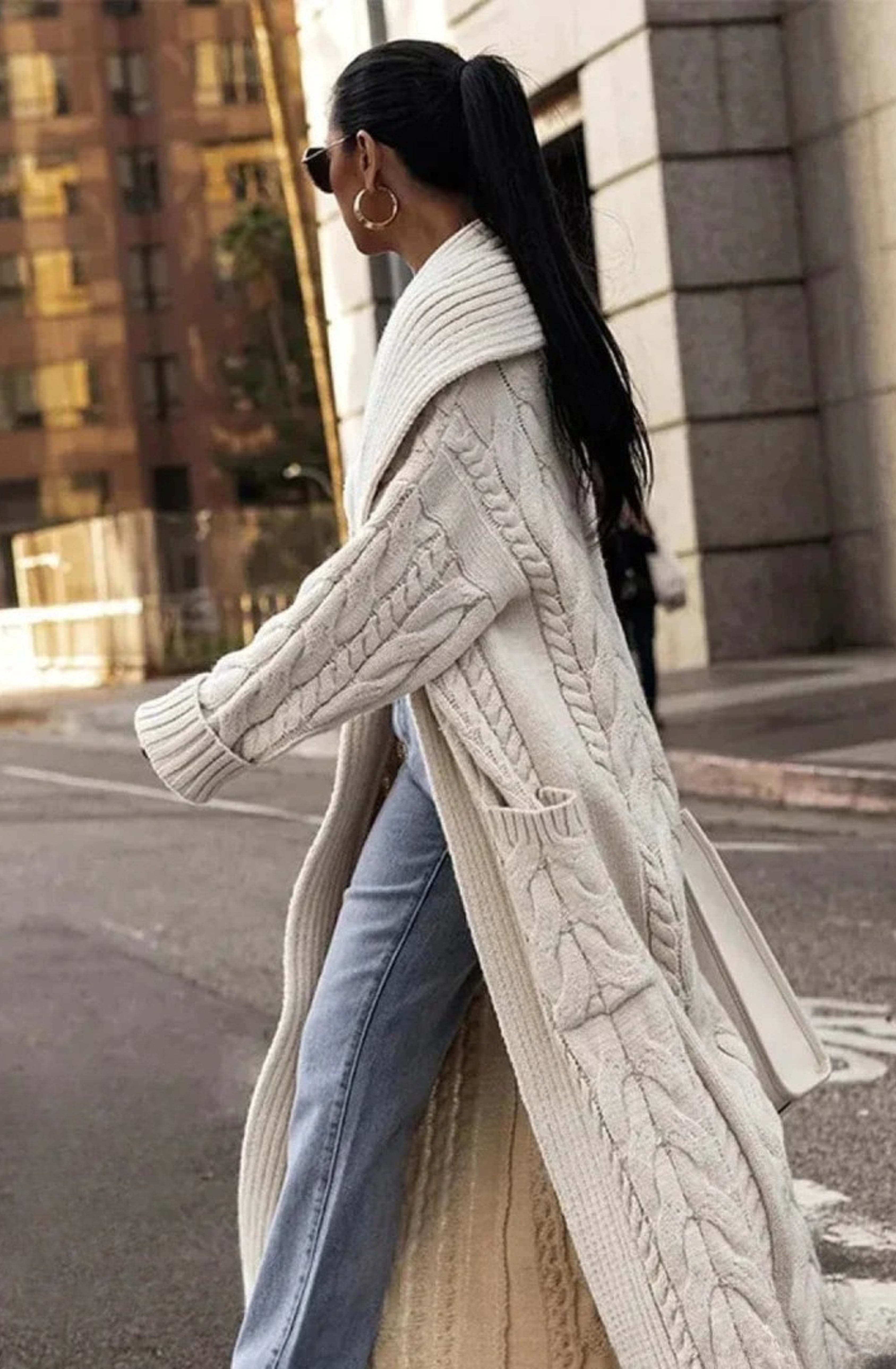 Manteau Hiver Femme Long en Laine avec Poches