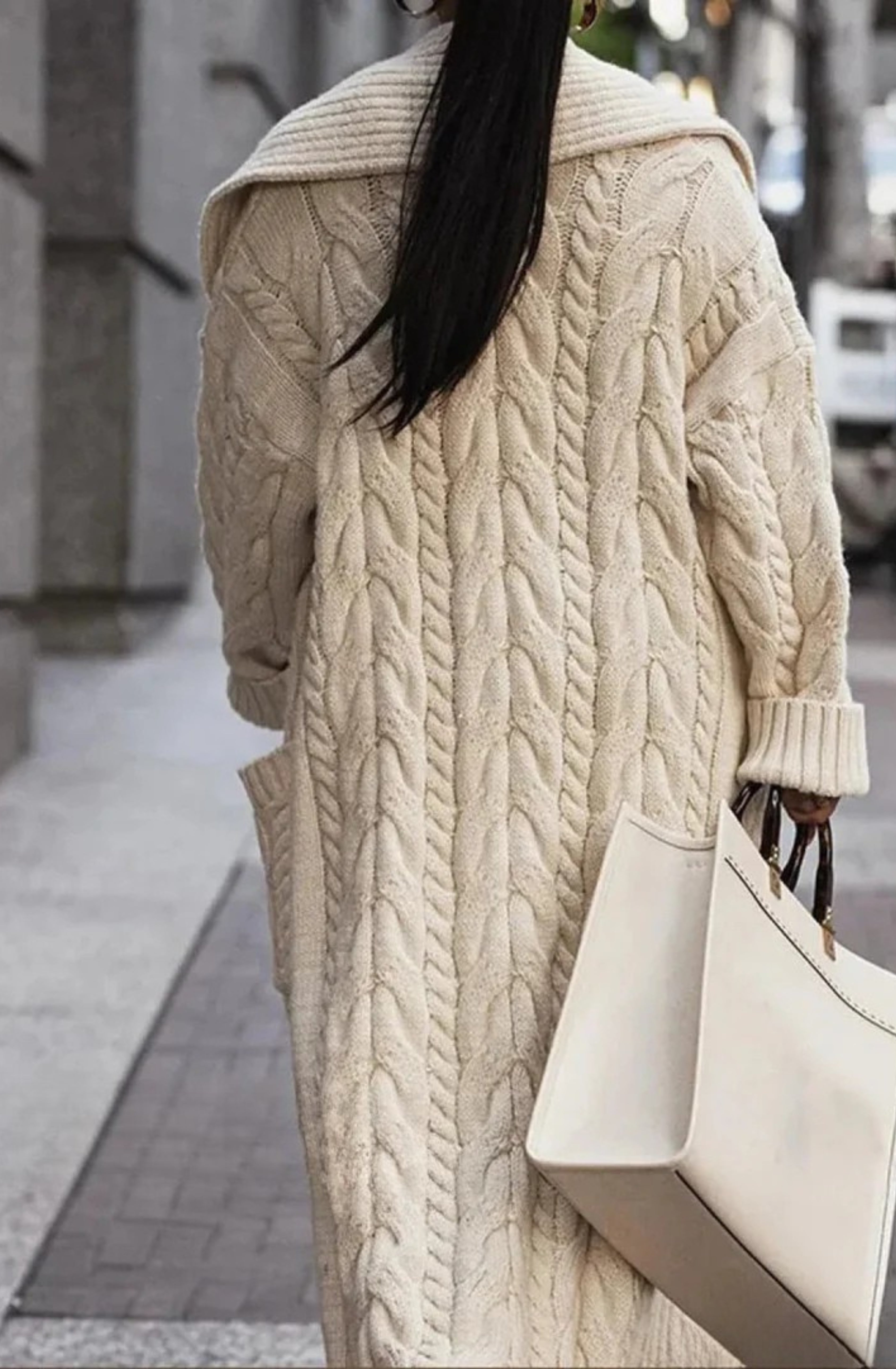 Manteau Hiver Femme Long en Laine avec Poches