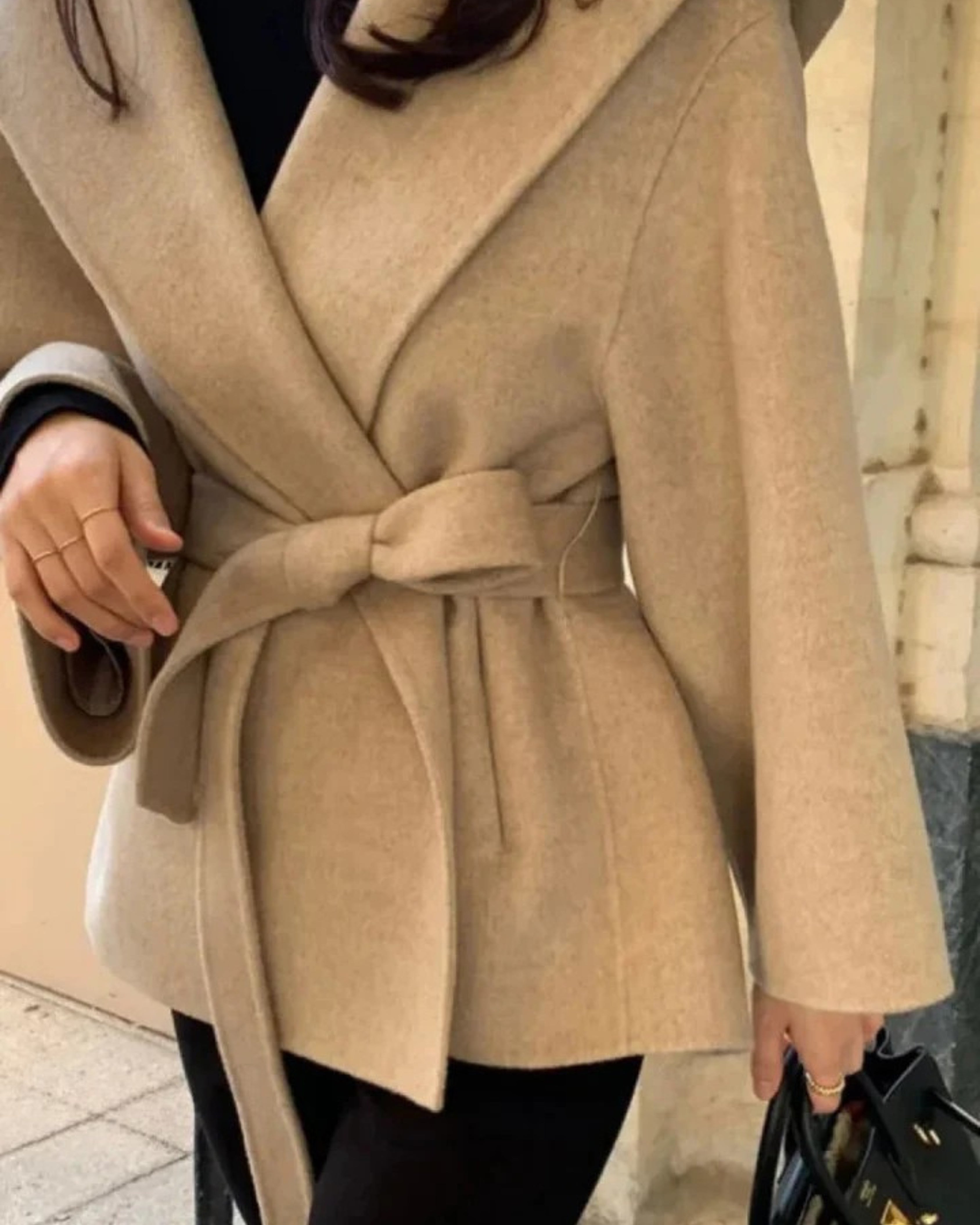 Manteau Hiver Femme à Capuche Marron Laine