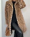 Manteau Long Élégant avec Motif Léopard Femme