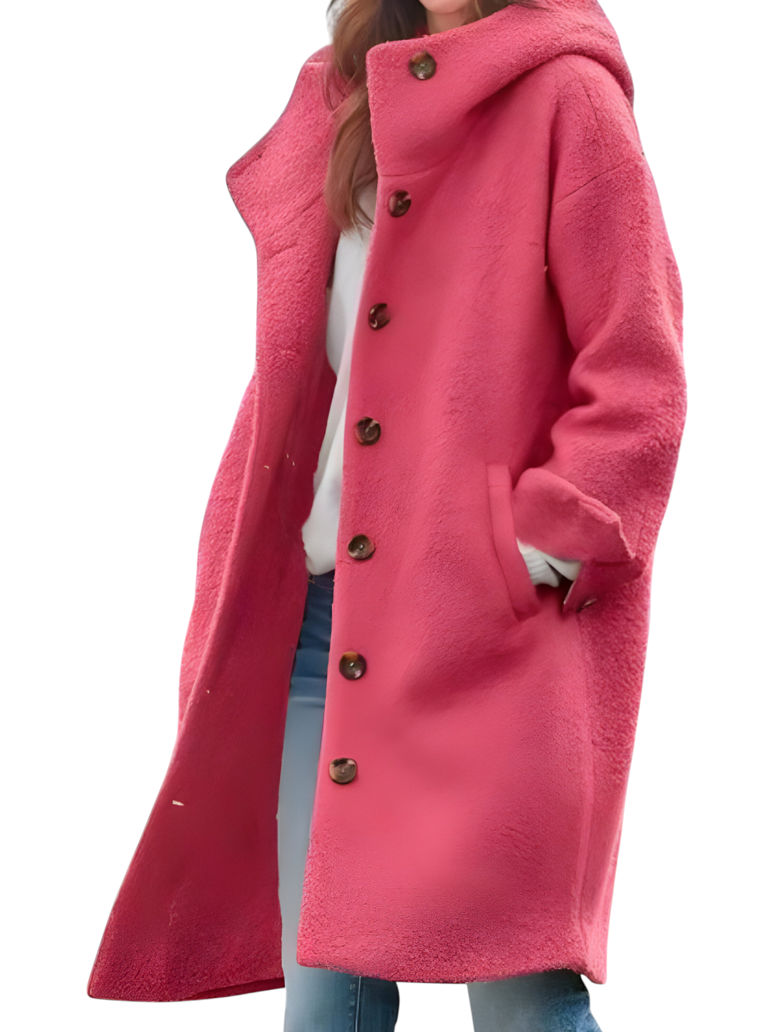Manteau long femme hiver chaud et élégant en laine mélangée