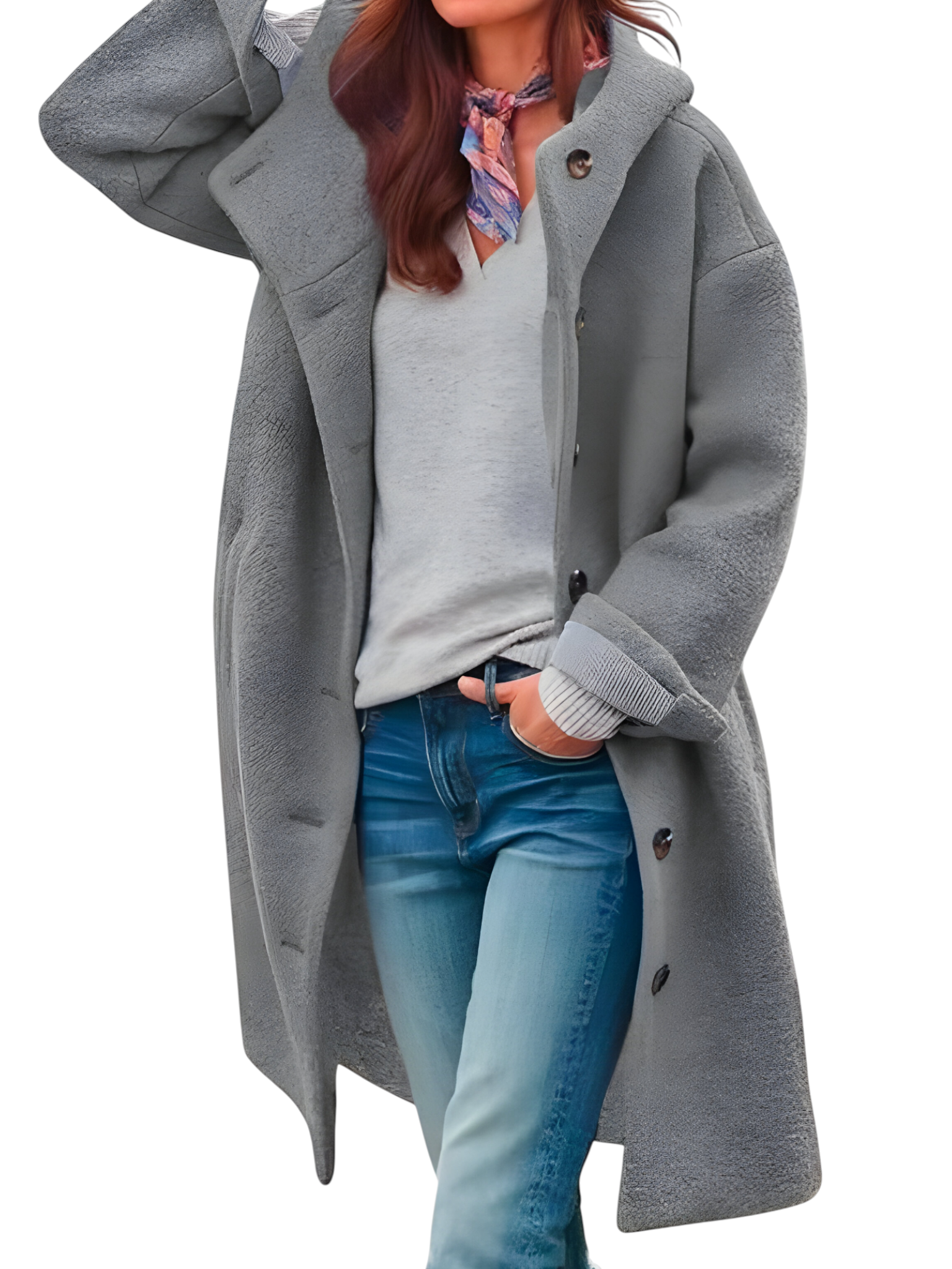 Manteau long femme hiver chaud et élégant en laine mélangée