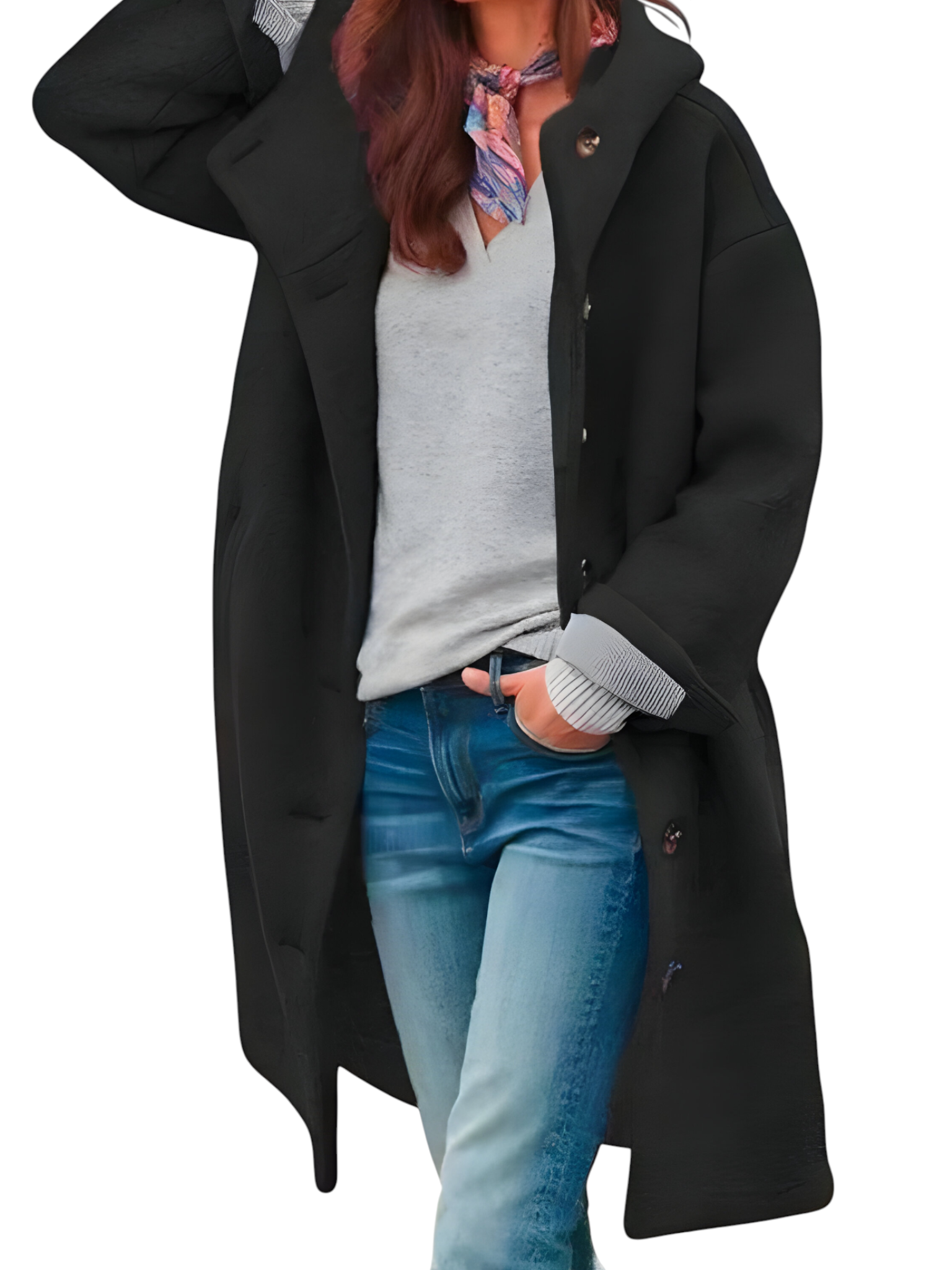 Manteau long femme hiver chaud et élégant en laine mélangée
