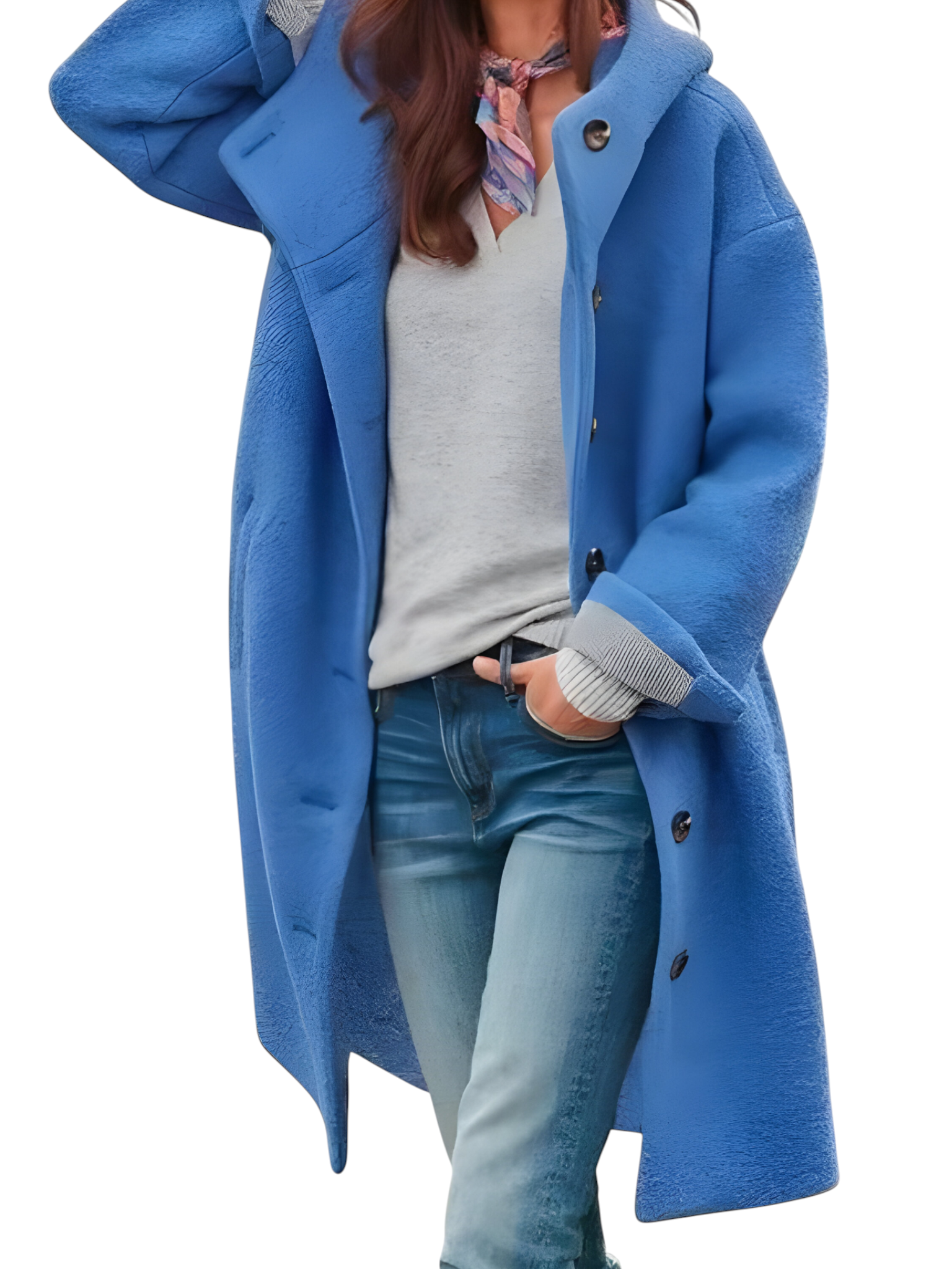 Manteau long femme hiver chaud et élégant en laine mélangée