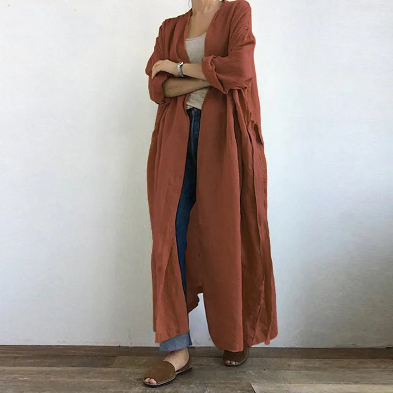 Manteau Trench Long Femme Élégant 0
