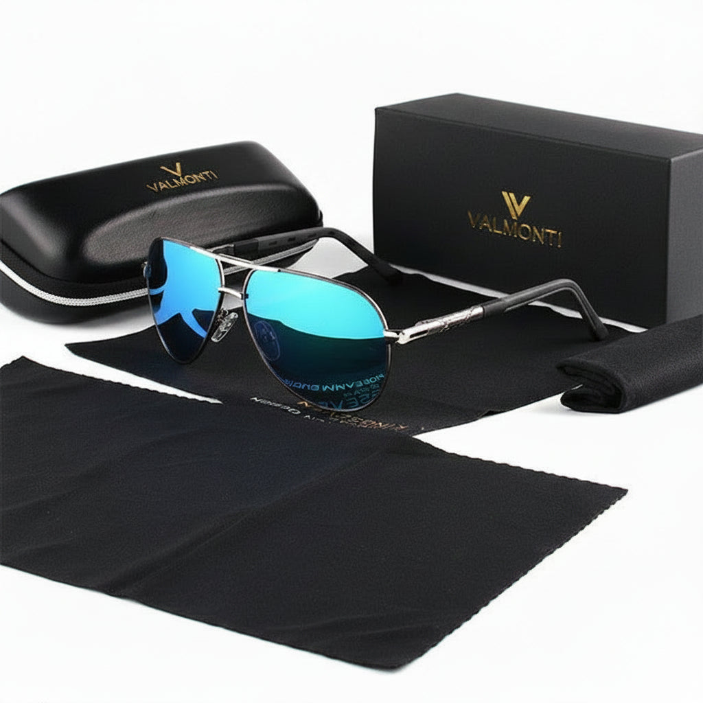Lunettes solaires homme, polarisées, forme pilote, monture légère