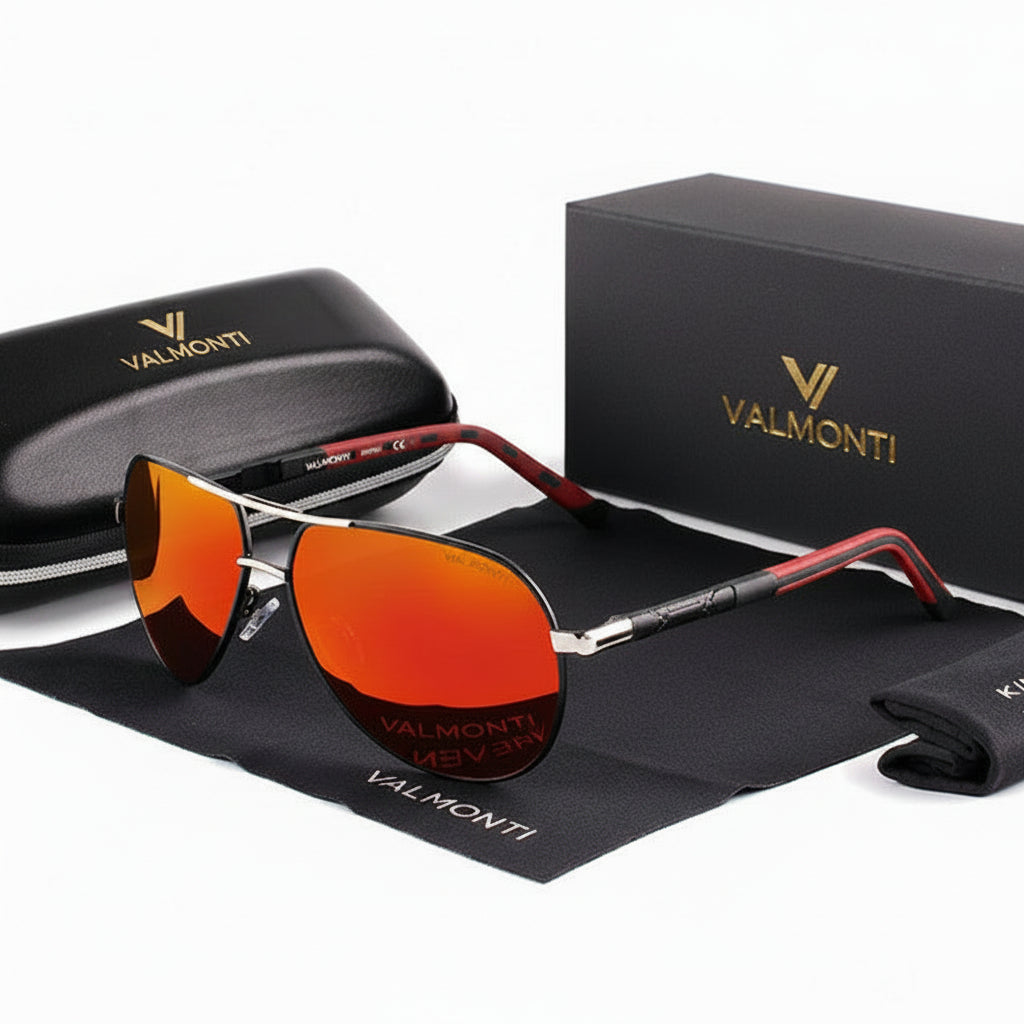 Lunettes solaires homme, polarisées, forme pilote, monture légère
