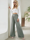 Pantalon Fluide Femme Taille Haute Tissé Large