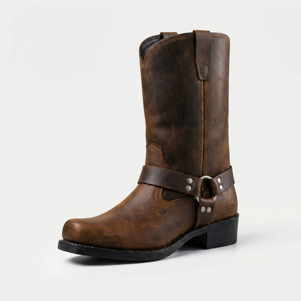 Bottes Western pour Homme avec Sangle et Détails Métalliques