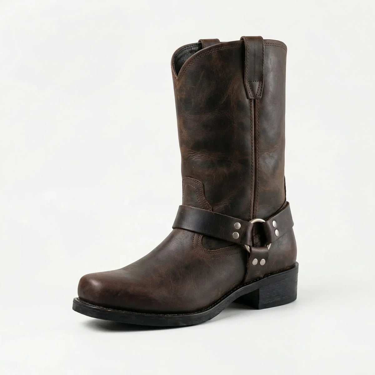 Bottes Western pour Homme avec Sangle et Détails Métalliques