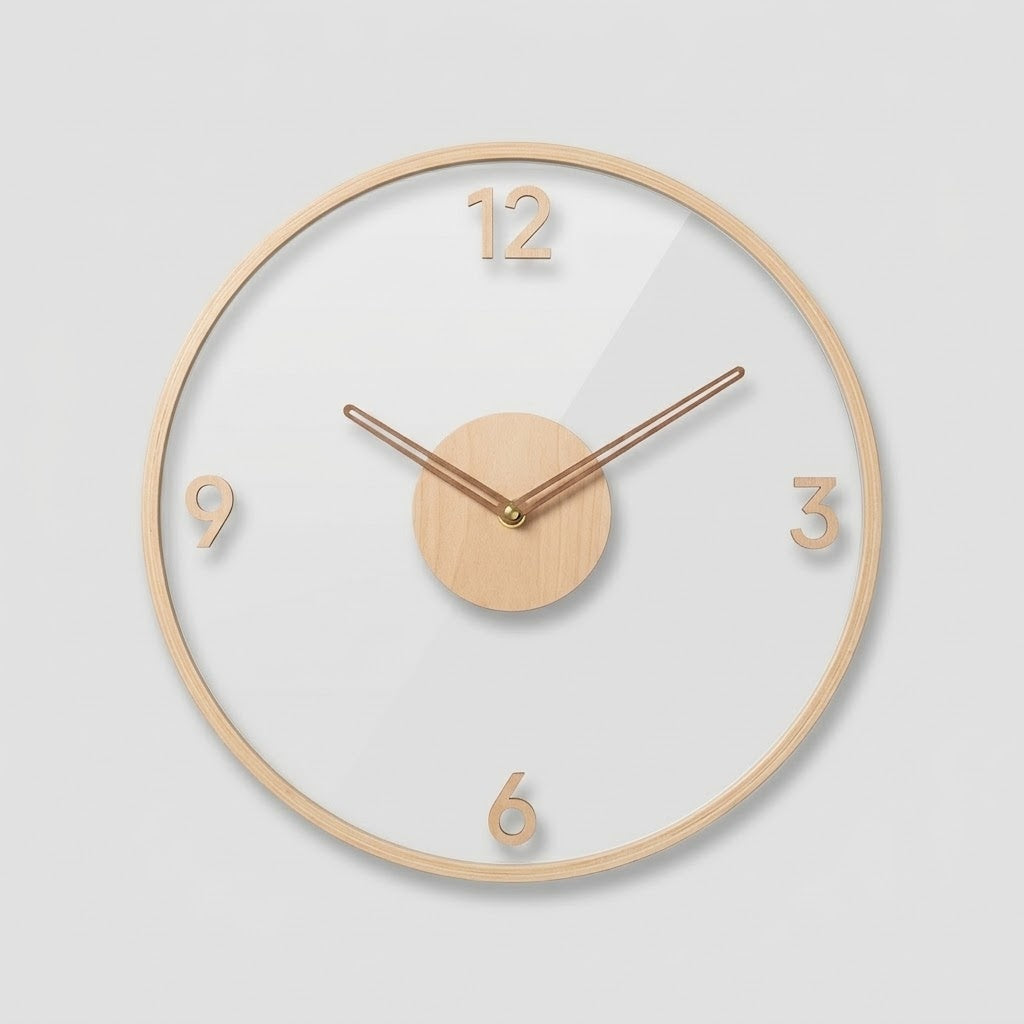 Horloge Murale Silencieuse Design - Acrylique et Bois
