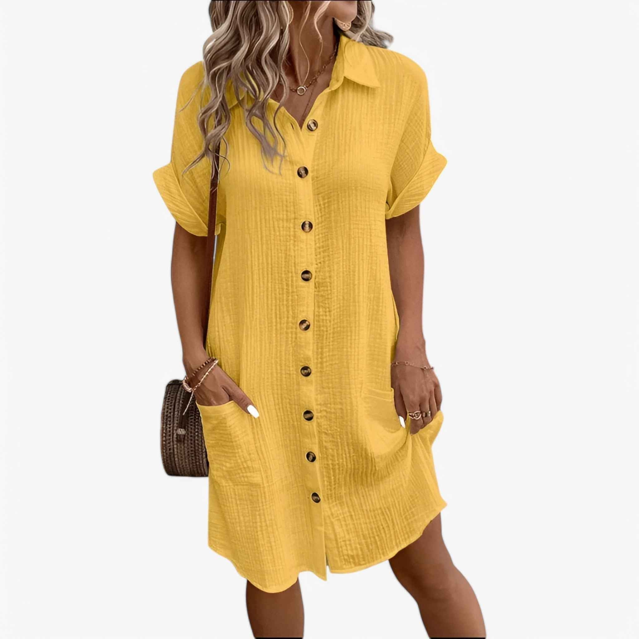 Robe d'été Femme Légère en Lin Coton Mélangé - Parfaite pour la Plage et Vacances