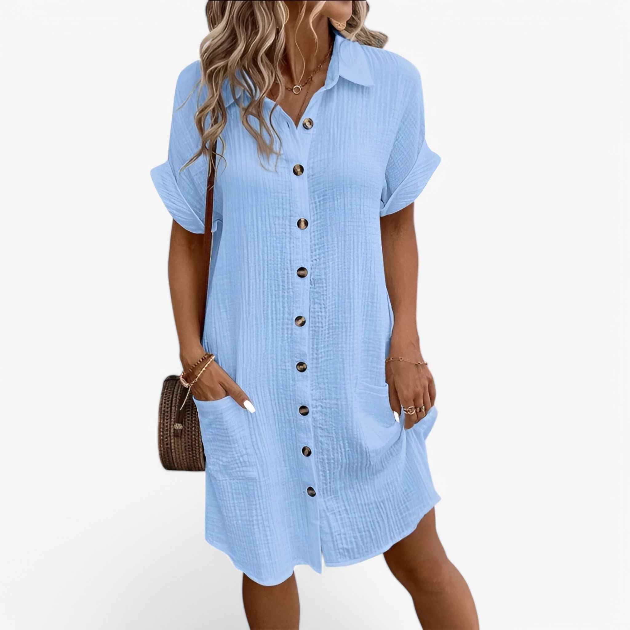 Leichtes Sommerkleid Damen aus Leinen-Baumwoll-Mischung - Perfekt für Strand und Urlaub