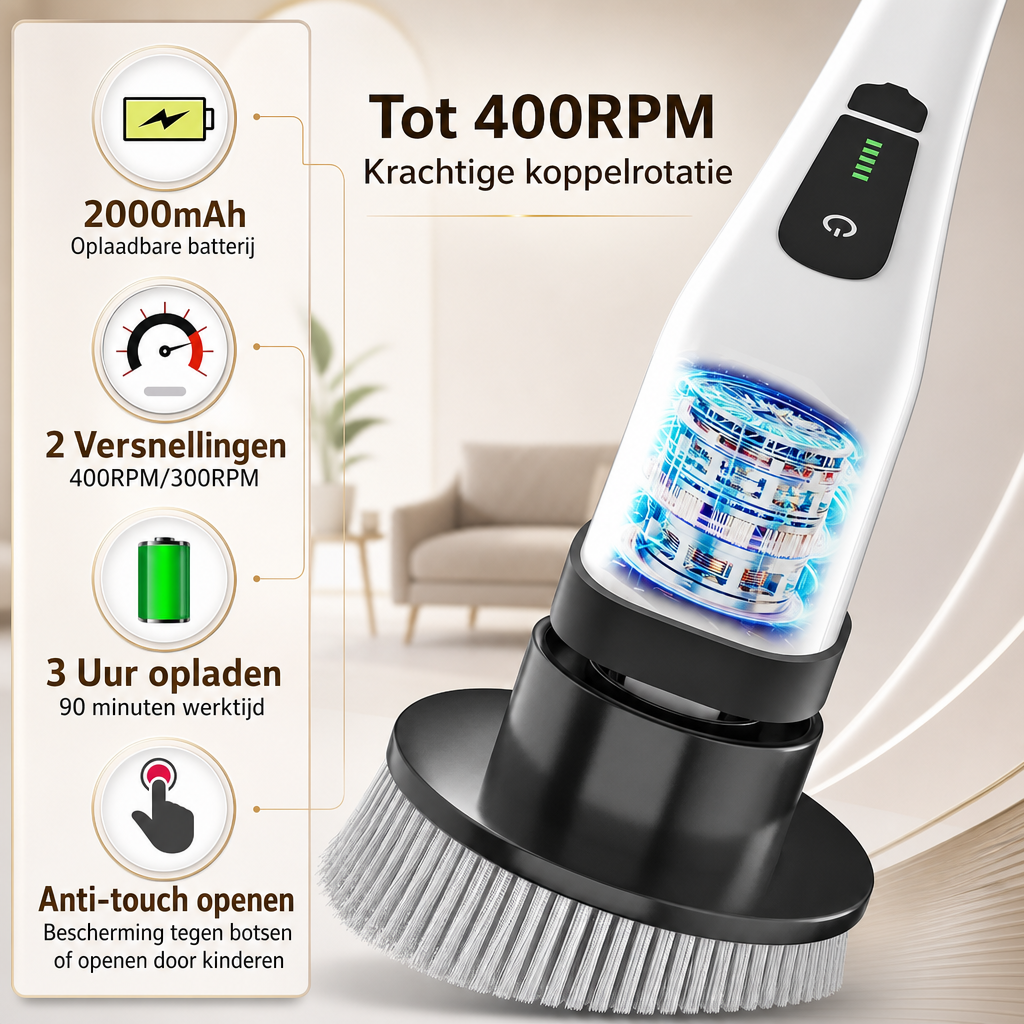ScrubPro Brosse Électrique Rotative - Brosse de Nettoyage Sans Fil