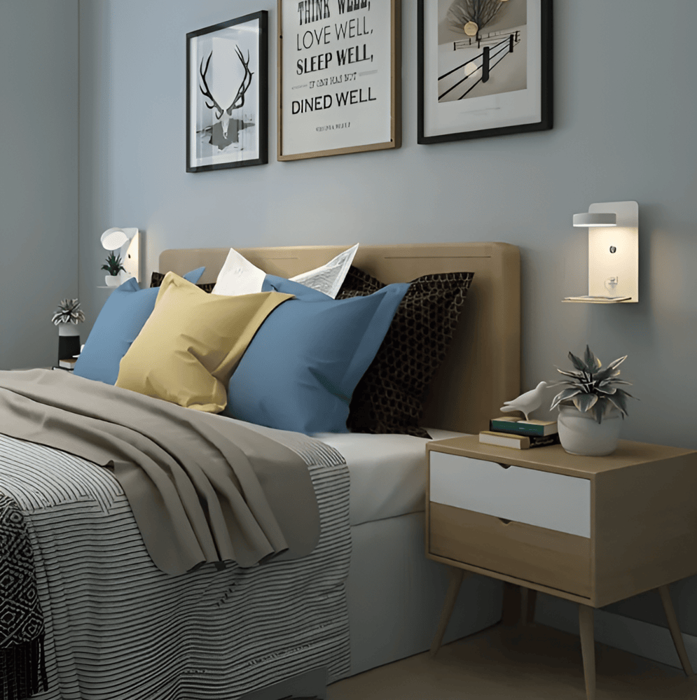 DualDelight Lampe Murale LED avec Étagère et Port USB