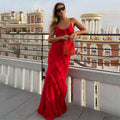 Robe Maxi Élégante Fluide avec Volants Femme