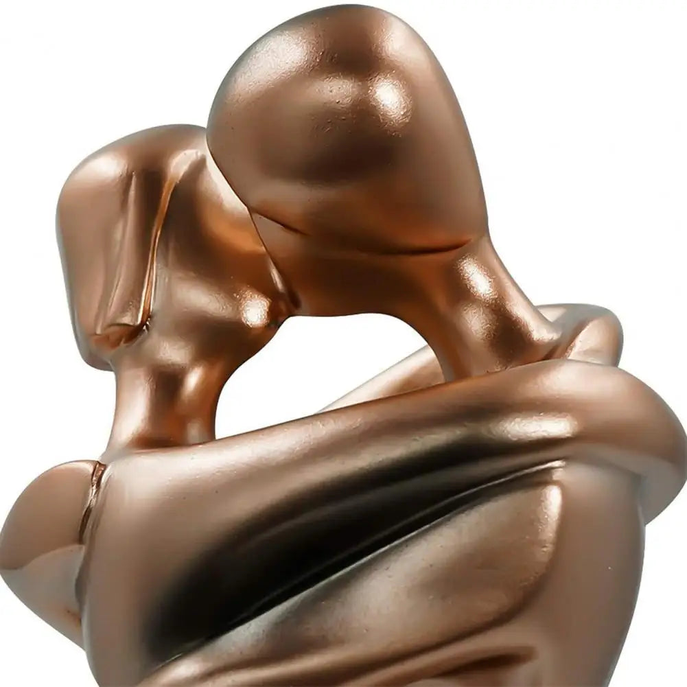 Sculpture Couple Enlacé - Statue Décorative en Résine Ton Bronze