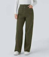 Pantaloni pentru femei cu talie înaltă elastici, confortabili, negri, bumbac stretch
