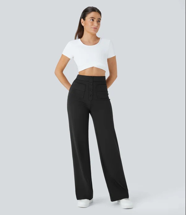 Pantalon Femme Élastique Taille Haute 3