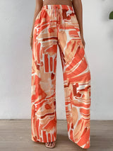 Pantaloni largi pentru femei cu imprimeu abstract din bumbac