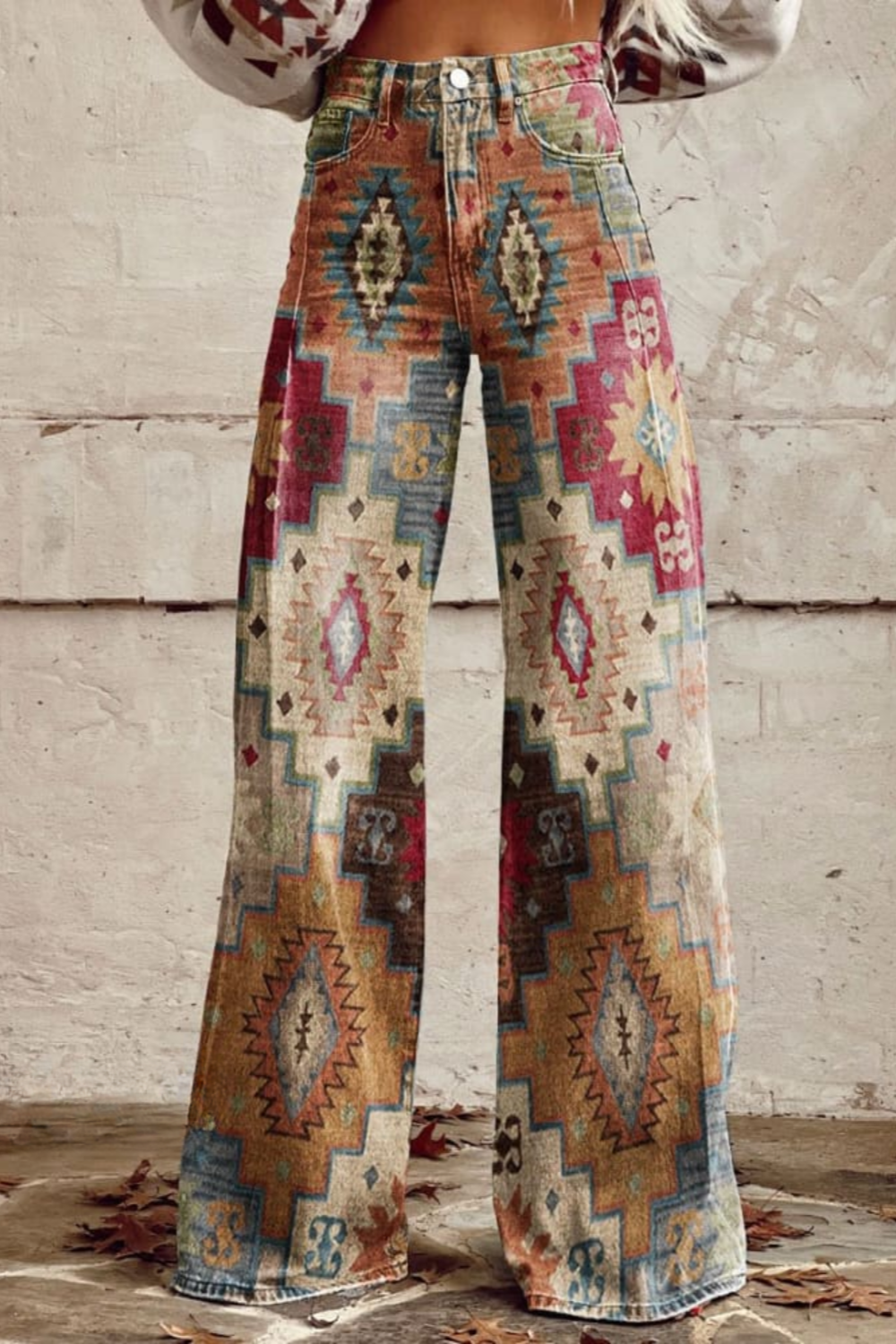 Pantalon Femme Vintage Boho Ample 0