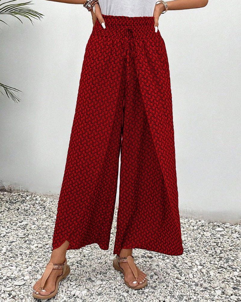 Pantalon Fluide Femme Imprimé Géométrique Élégant 4