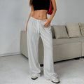 Pantalon Large Femme en Coton Taille Élastique