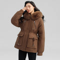 Damen-Parka mit Pelz, Herbstkollektion, feminine Mode