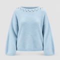 Pull Duveteux avec Encolure Strass