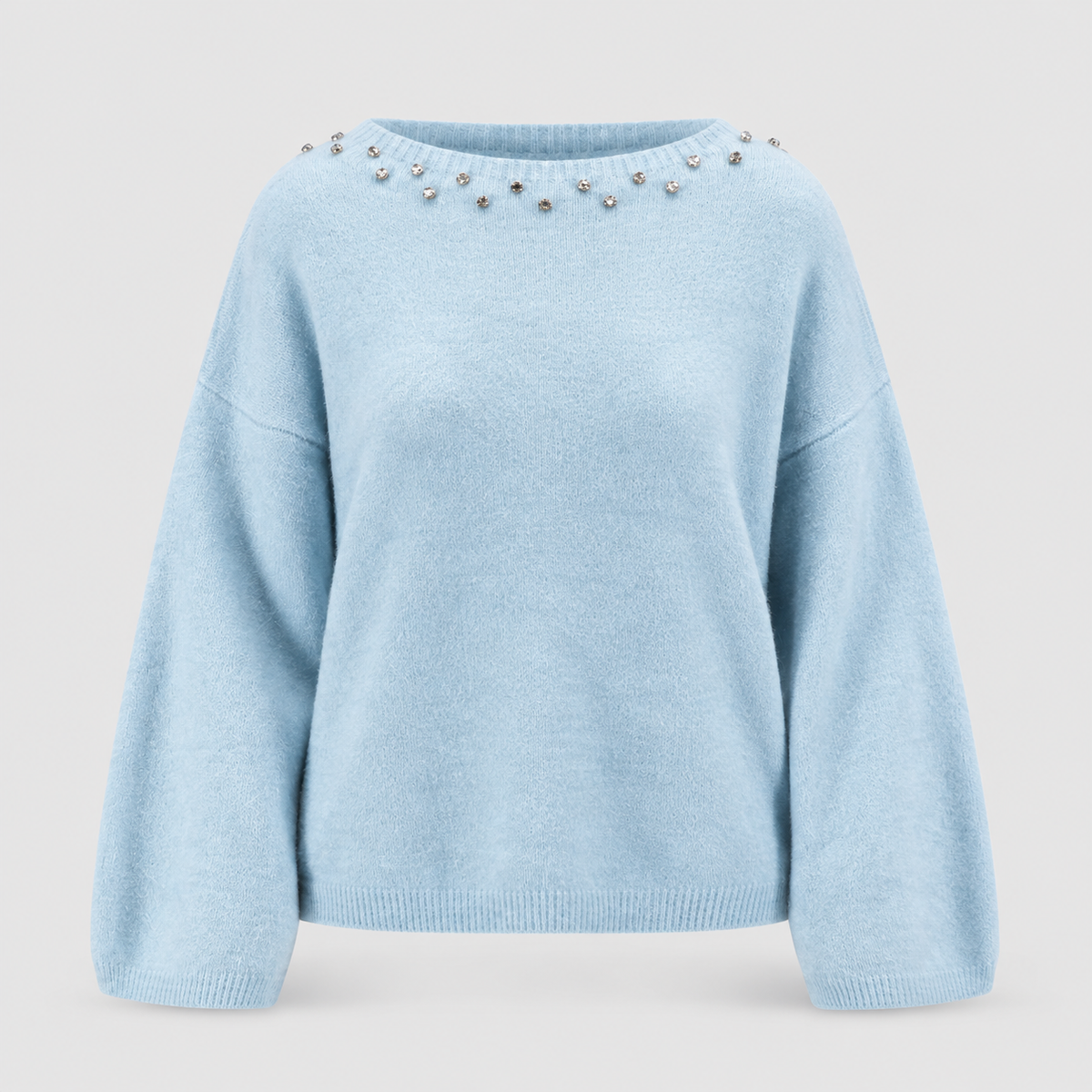 Pull Duveteux avec Encolure Strass