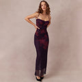 Maxikleid Damen Eng Elegant mit Blumen-Spitze